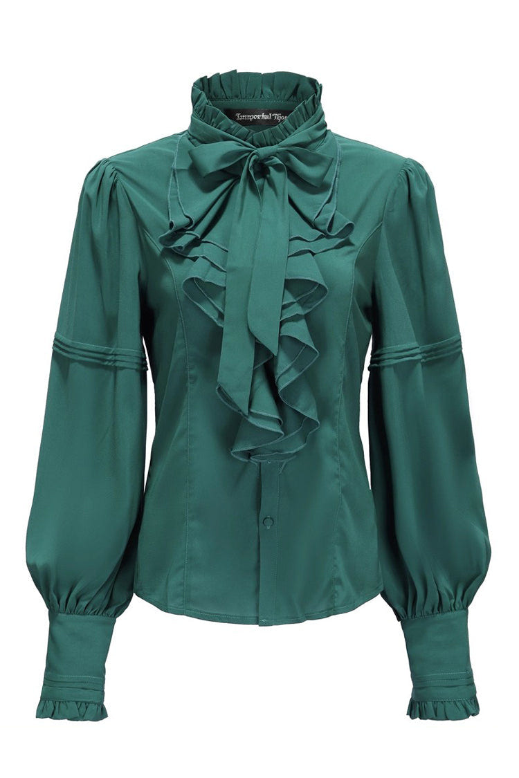 Original Retro Immortal Endless Promise Lace Bow Ouji Lolita Blouse - Green - 4