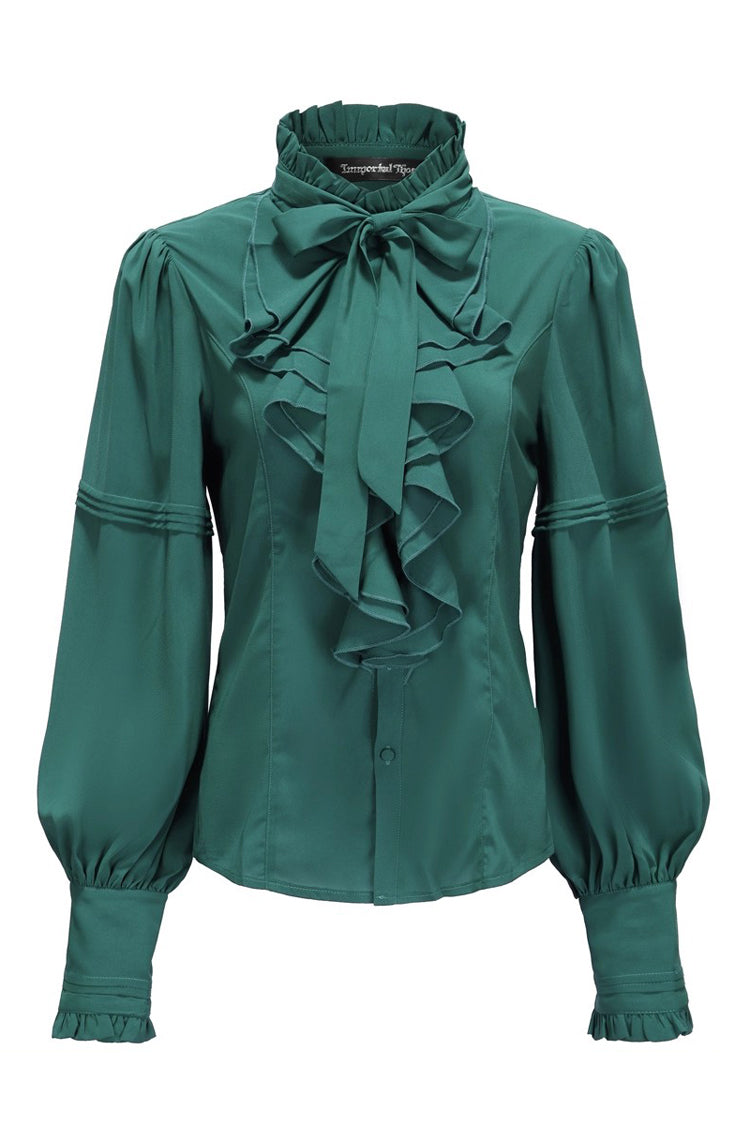 Original Retro Immortal Endless Promise Lace Bow Ouji Lolita Blouse - Green - 4
