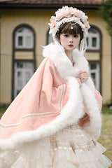 [Snowflake Ballad] Sweet Princess Fur-Collar Lolita Coat Cloak 7 Colors - Light-Pink - 6