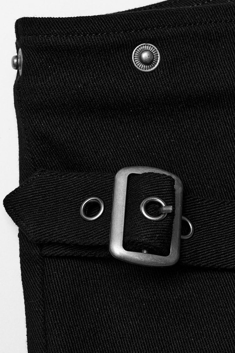 Black Rivet Buckle Women's Punk Removable Shorts - Product - 7