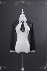 Blue [Rabbit Police Officer] Ruffled Bow Asymmetric College Style Handsome Lolita Jsk Dress - Coat - 7