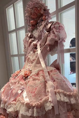 Pink [Rose Manor] Short Puff Sleeves Ruffle Bowknot Lace Sweet Japanese Princess Lolita Dress - Product - 7