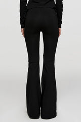 Black Cross Stitching Metal Ring Women's Steampunk Flared Pants - Product - 3