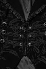 Black Lapel Collar Long Sleeves Lace-Up Zipper Women's Punk Coat - Product - 5