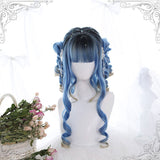 Blue Ancient Rome Series Rome Curly Hair-tail Gradient Classic Lolita Wigs - Blue - 1