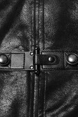 Black Angel's Wings Faux Leather Stand Collar Sleeveless Men's Gothic Vintage Maxi Vest - Product - 5