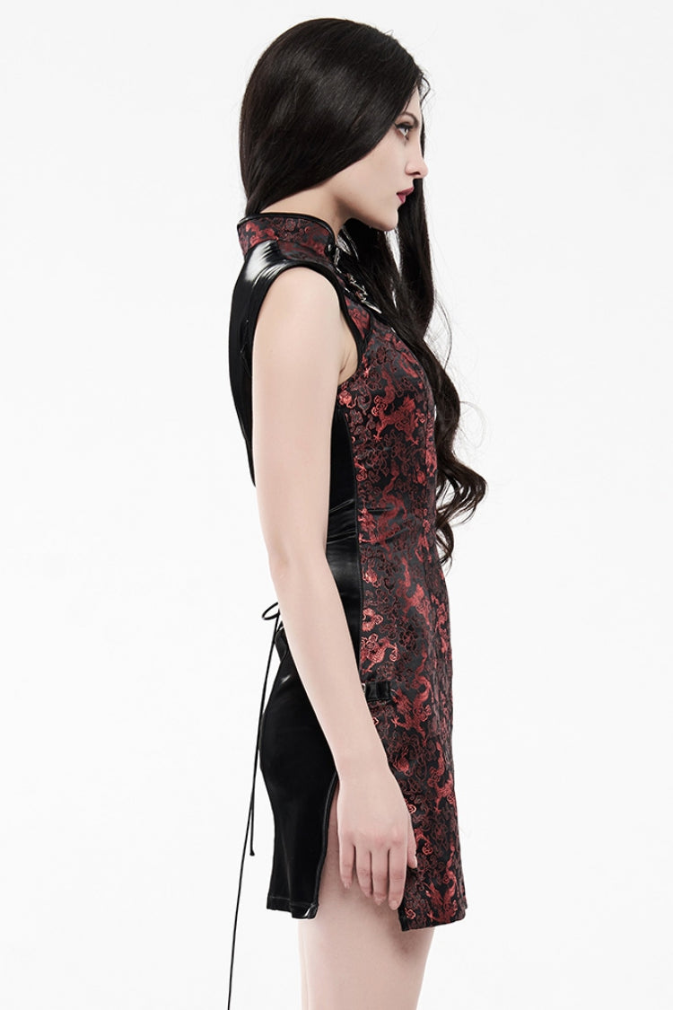 Jacquard Dragon Print Slim Women's Gothic Cheongsam Dress 2 Colors - Product - 7
