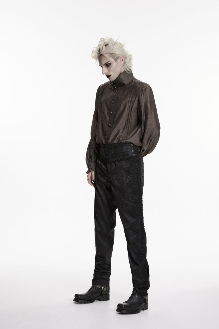 Black Embroidered Pleated Men's Gothic Accessory - Product - 3