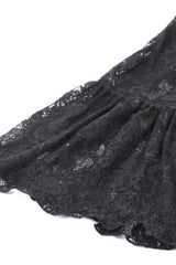 Black Deep V Collar Long Trumpet Sleeves Lace Lace-Up Women's Gothic Corset Top - Product - 17