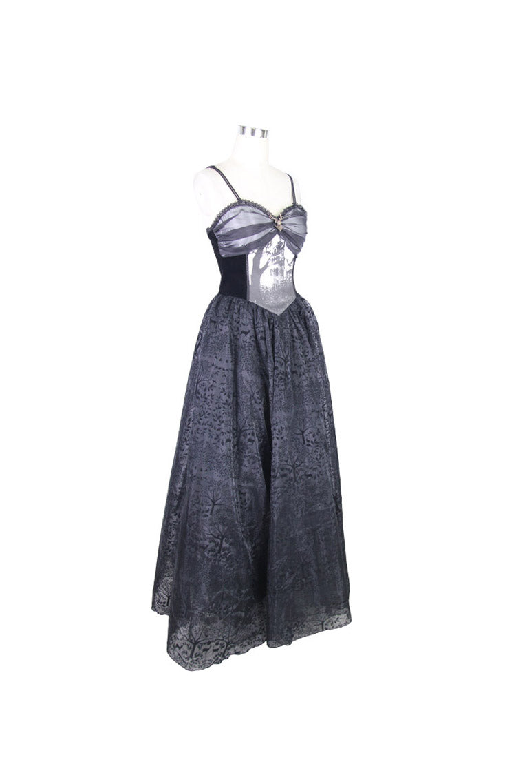 Black Elk Metal Brooch Flocking Print Yarn Floral Women's Gothic Dress - Product - 6
