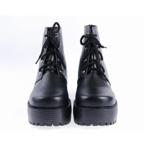 Black Patent Leather High Heels Platform Classic Lolita Shoes - Product - 5