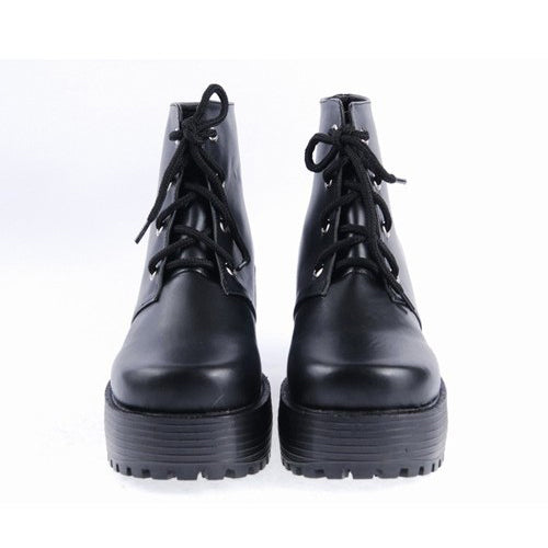 Black Patent Leather High Heels Platform Classic Lolita Shoes - Product - 5