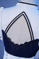 Blue/White [Arknights] Short Puff Sleeves Ruffle Cardigan Asymmetric Classic Anime Cosplay Lolita Dress Set - Product - 5