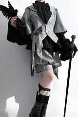 Grey Rabbit Hunt Dark Pattern Jacquard Print Ouji Vintage Prince Lolita Vest - Product - 5