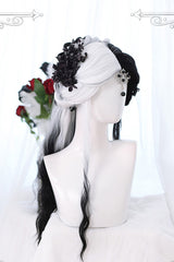 Black And White Color Matching Long Wavy Curly Hair Gothic Lolita Wigs - Product - 2