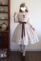 Forest Atlas Striped Print Bowknot Sweet Lolita Jumper Dress 3 Colors - Product - 12