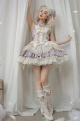 Purple White Pear Dream Multi-layer Ruffle Lace Sweet Chinese Style Princess Lolita Jsk Dress - Product - 7
