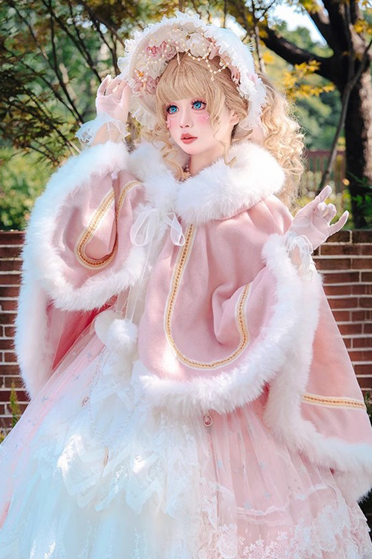 [Snowflake Ballad] Sweet Princess Fur-Collar Lolita Coat Cloak 7 Colors - Product - 5