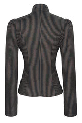 Black And Coffee Striped Low Collar Sexy Womens Punk Blouse - Product - 6