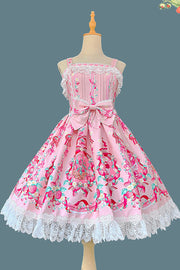 Strawberry Chef, ärmellos, bedruckt, Schleife, Spitze, süß (Kleid einzeln), Vorderansicht