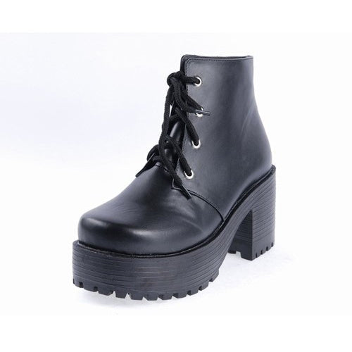 Black Patent Leather High Heels Platform Classic Lolita Shoes - Product - 7