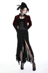 Black Women's Gothic Side Slit Ruffled Slim Fit Fishtail Skirt - Product - 8