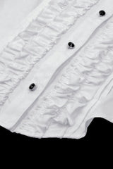 White Turn-down Collar Ruffled Long Sleeves Women's Gothic Blouse - Product - 11