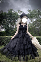 Black [Moonlight Sonata] Ruffle Cardigan Bowknot Lace Gothic Vintage Lolita Jsk Dress - Product - 7