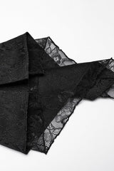 Black Lapel Collar Long Trumpet Sleeves Jacquard Women's Gothic Jacket - Product - 8