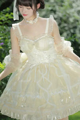 Glaze Fantasy Sleeveless Ruffle Embroidery Bowknot Sweet Lolita Jsk Dress 5 Colors - Ivory - 3