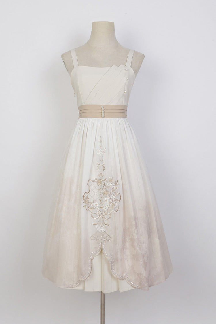 White Chinese Style Bronzing Flower Embroidery Sweet Lolita Jsk Dress - Product - 6