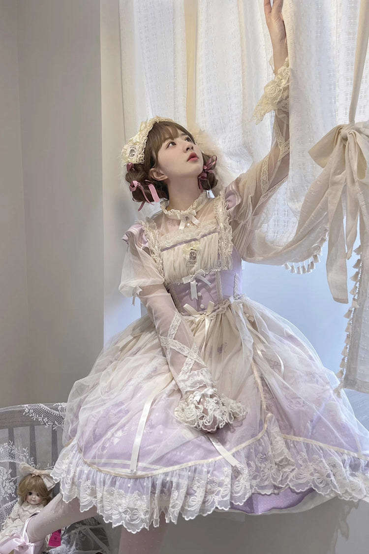 Dream Doll Ballet Rabbit Print Sweet Lolita Jsk Dress 2 Colors - Product - 12
