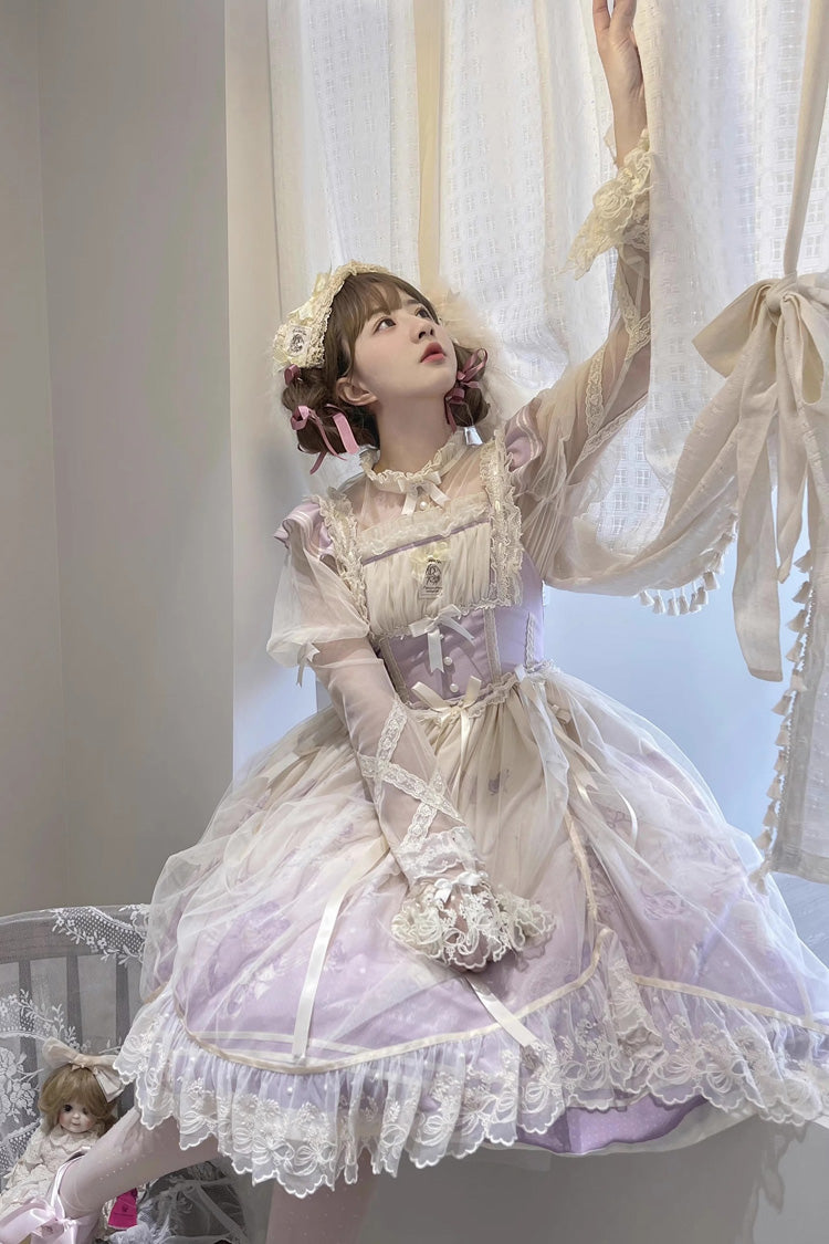 Dream Doll Ballet Rabbit Print Sweet Lolita Jsk Dress 2 Colors - Product - 12