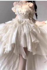 Ivory Bowknot Irregular Sweet Princess Lolita Jsk Dress - Product - 4