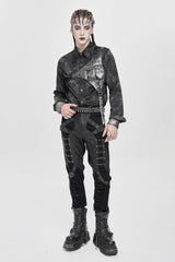Black Ripped Buckle Straps Men's Punk Pants - Product - 12