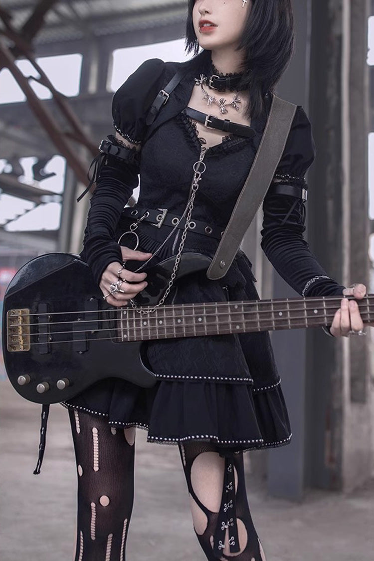 Black Letters and Poems Gothic Punk Lolita JSK Dress - Black - 1