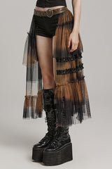 Ruffle Mesh Buckle Women's Steampunk Long Overskirt 3 Colors - Product - 18