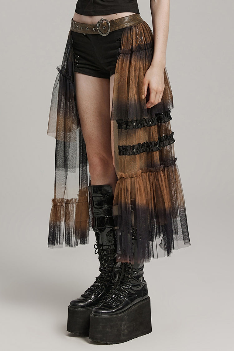 Ruffle Mesh Buckle Women's Steampunk Long Overskirt 3 Colors - Product - 18