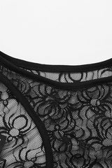 Sleeveless Print Hollow Lace Mesh Sheer Womens Steampunk Bodysuit 3 Colors - Product - 22