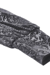 Black Ruffled Turtleneck Bishop Long Sleeves Floral Lace Patchwork Velvet Women's Gothic Blouse - Product - 16