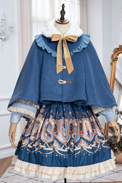 Blue Explore The Stars Ruffled Classic Lolita Skirt Dress - Product - 6