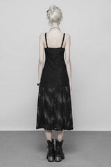 Black Lace Women's Bandage Strap Gothic Vintage Long Dress - Product - 3
