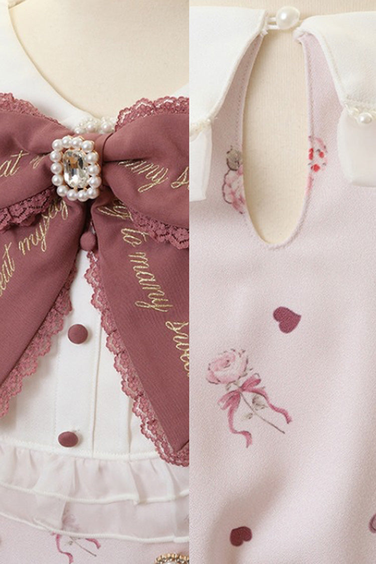 [Afternoon Tea] Long Sleeves Print Ruffle Bowknot Lace Sweet Jirai Kei Plus Size Dress 3 Colors - Product - 9