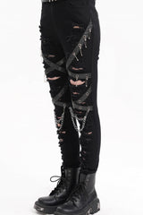 Black Chain Mesh Ripped Women's Punk Pants - Product - 3