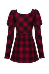 Black/Red Lattice High Waist Long Sleeve Women's Steam Punk Belted Dress - Product - 7