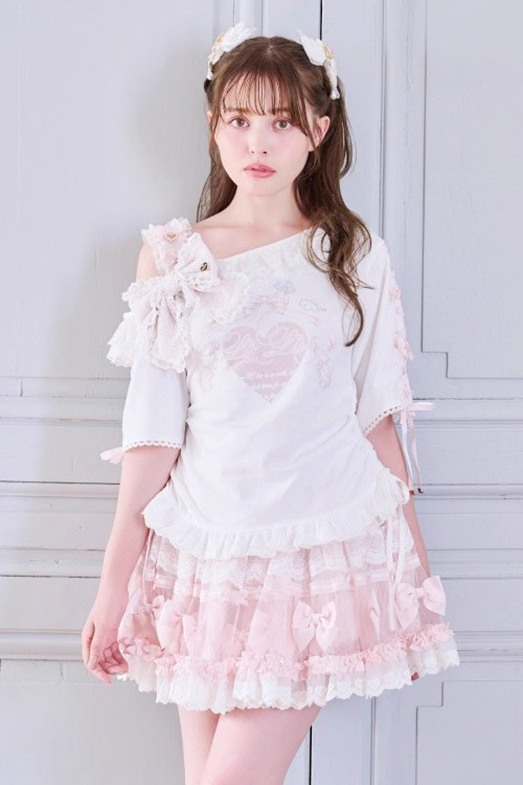 Sweet Ruffle Bowknot Lace Plus Size Japanese Lolita Skirt 3 Colors - Pink - 1
