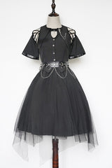 Dark Praise Of The Black Crow Sleeveless Punk Irregular Gothic Lolita Jsk Dress - Black - 1