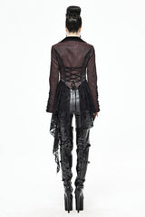Red And Black Wavy Stripes Detachable Hem Short Womens Gothic Jacket - Product - 3