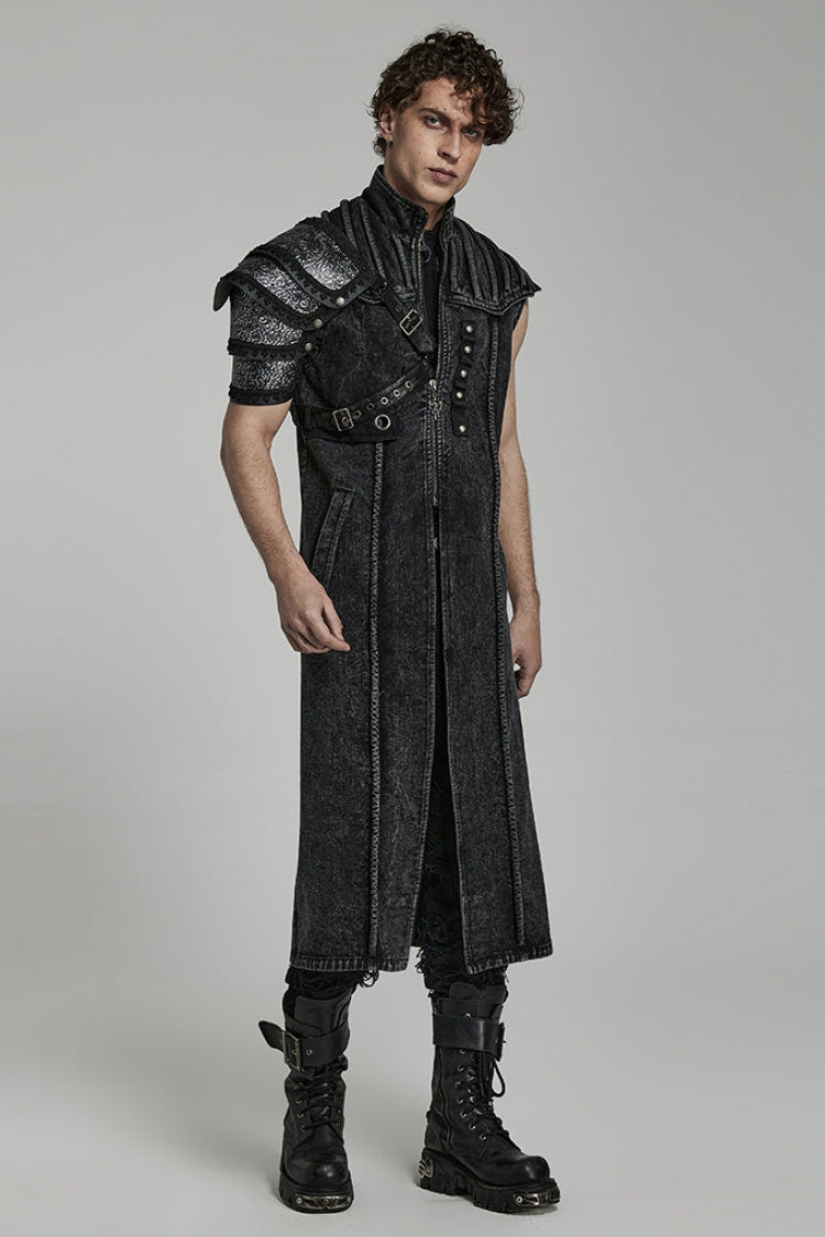 Black Print Embroidery Men's Steampunk Shoulder Harness - Product - 4
