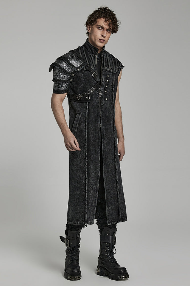 Black Print Embroidery Men's Steampunk Shoulder Harness - Product - 4